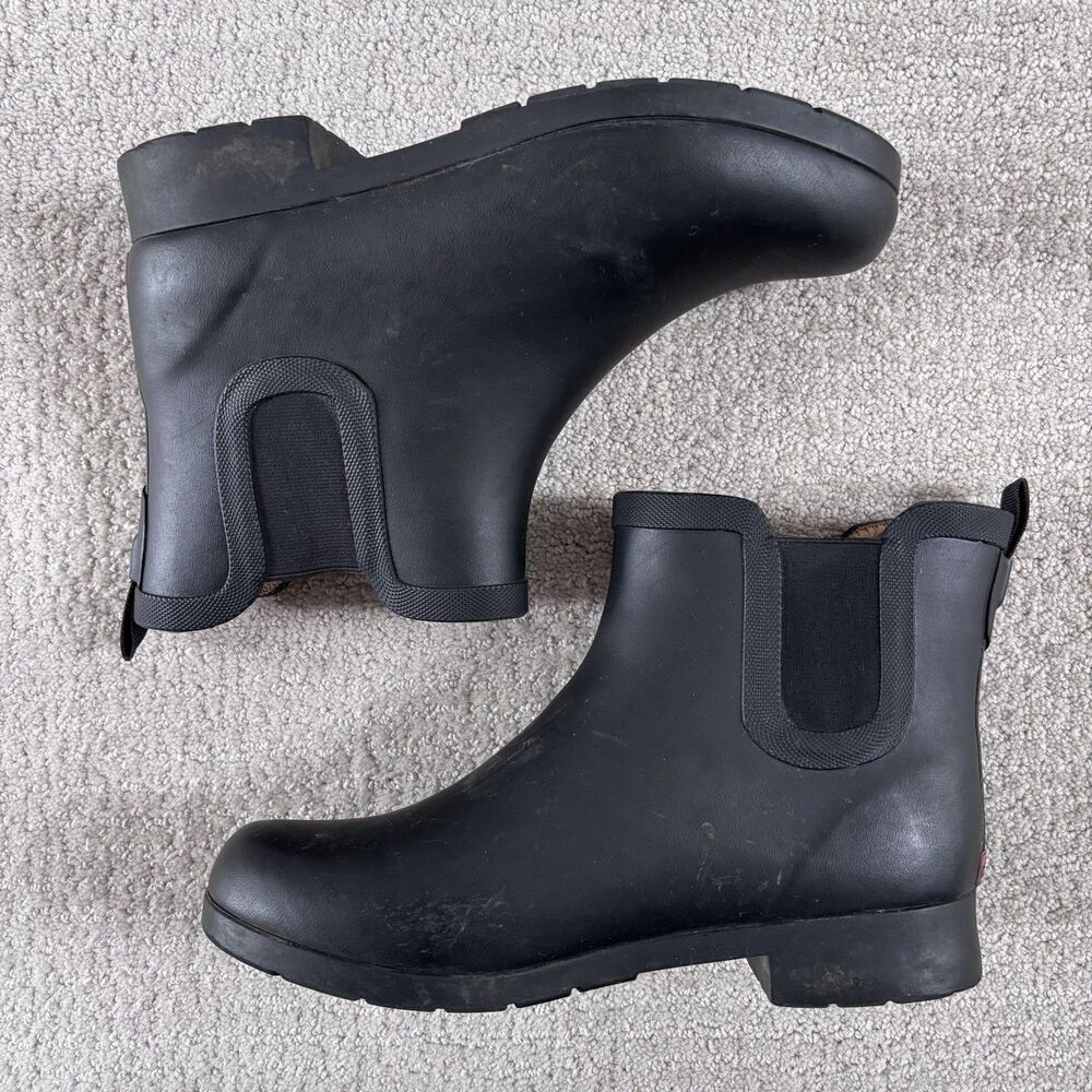 Chooka Women’s Size 9 Waterproof Black Chelsea Rain Boot Plush Lined Faux Fur